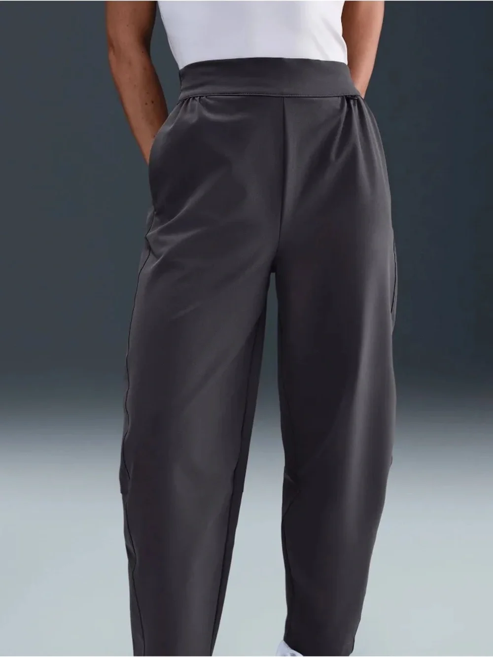 Nike High-Waist Relaxed Barrel Pants in Charcoal